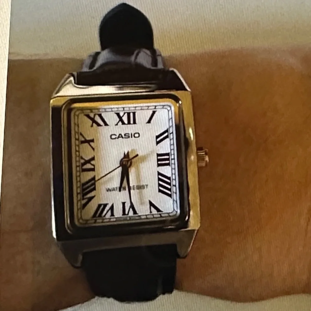 Women’s Casio Silver Case Watch with Dark Brown Strap